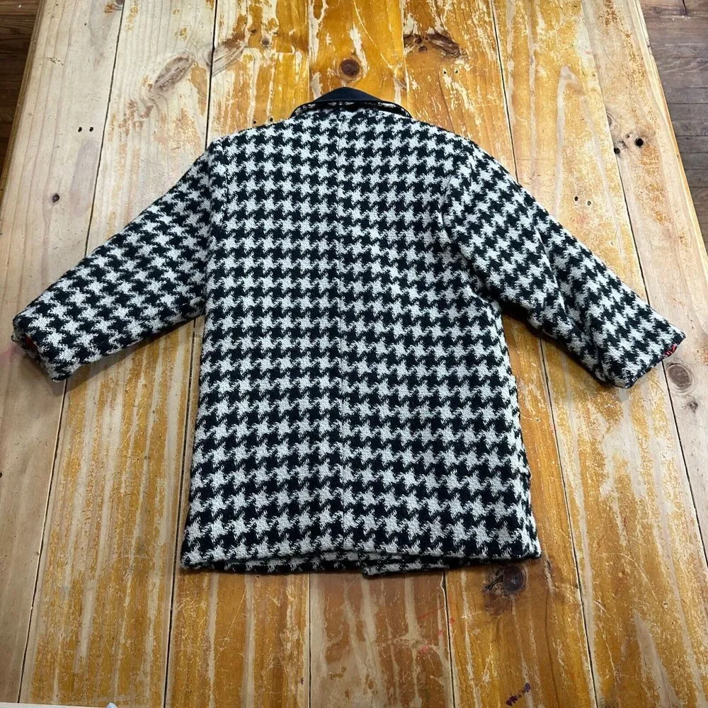 NOS Vintage Climate Control Jacket Girls Sz 4 Black White Houndstooth Wool Blend